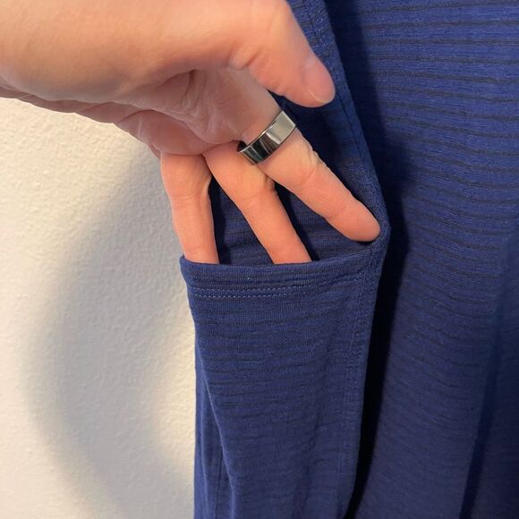 Toad & Co Marley Short Sleeve Striped Blue Dress Size Medium - Picture 6 of 8